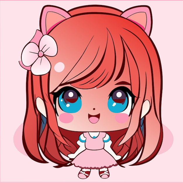 Vetor linda princesa chibi menina desenhada à mão desenho animado adesivo ícone conceito ilustração isolada