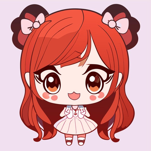 Vetor linda princesa chibi menina desenhada à mão desenho animado adesivo ícone conceito ilustração isolada