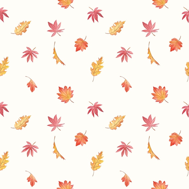 Lindas folhas de outono em aquarela como padrão perfeito