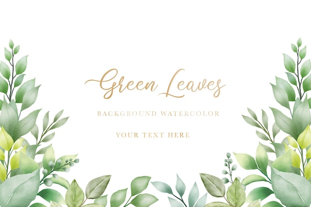 lindas folhas verdes fundo aquarela
