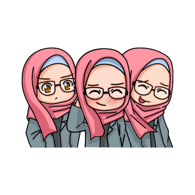 Lindas mulheres muçulmanas usando ilustração de hijab