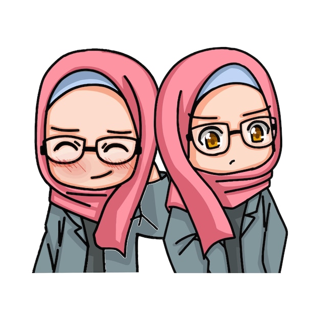 Lindas mulheres muçulmanas usando ilustração de hijab