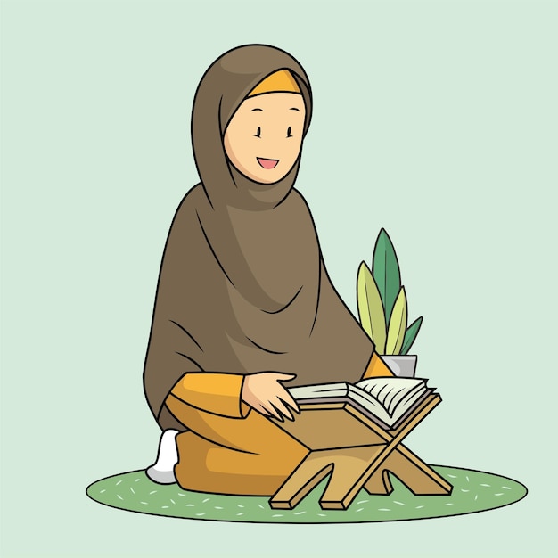 Lindas mulheres muçulmanas vestindo hijab lendo o alcorão