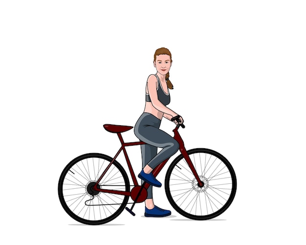 Lindas mulheres quentes em ilustração vetorial de treino de bicicleta