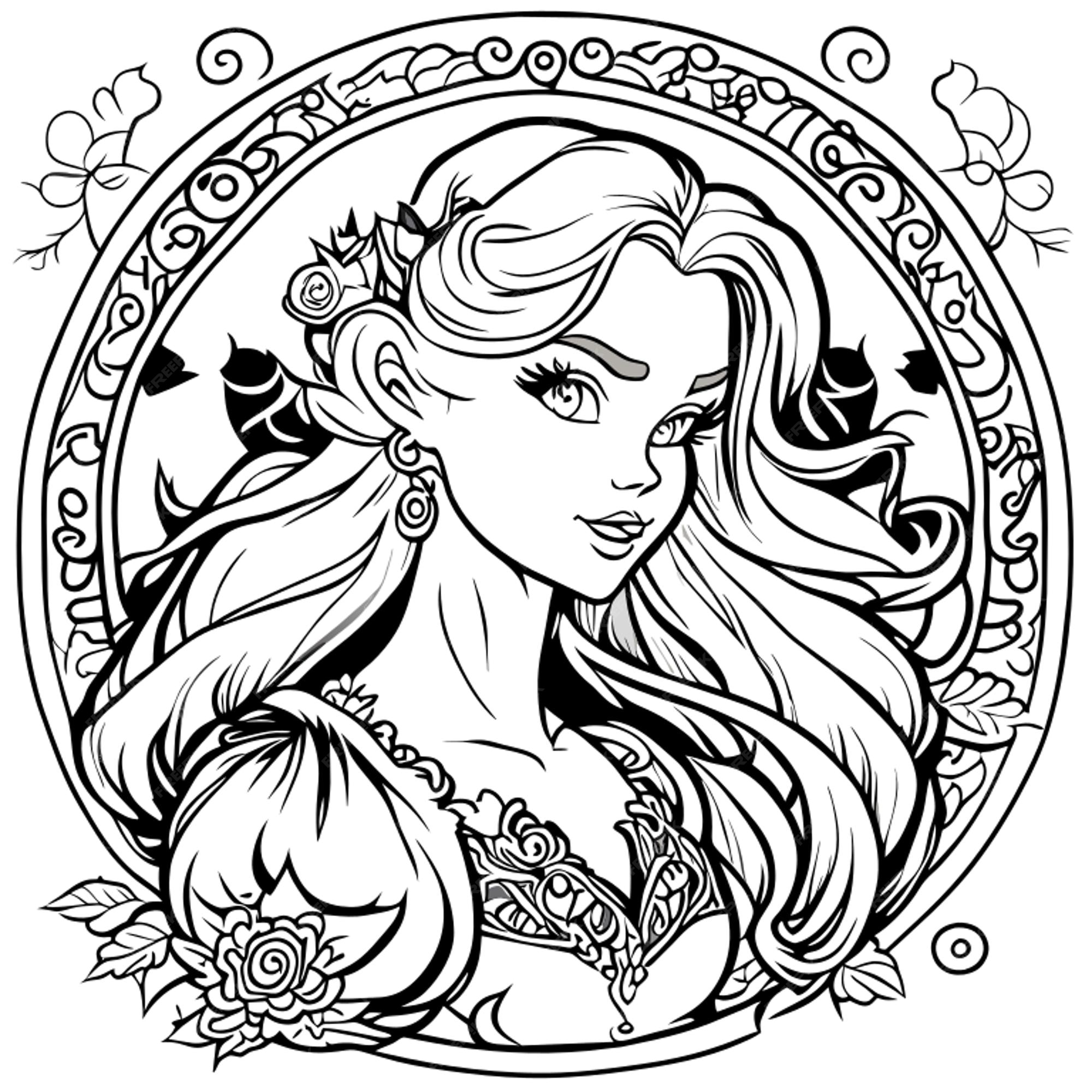 Desenho de Princesa moderna para Colorir - Colorir.com