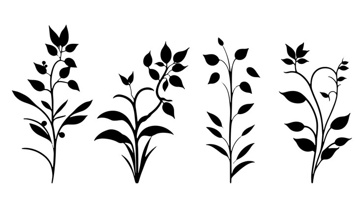 Vetor lindas plantas pequenas silhueta vetor plantas vetor conjunto de silhueta de planta