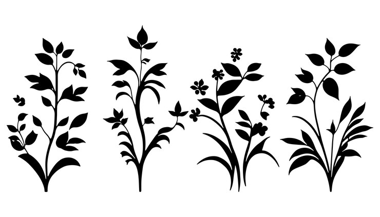 Vetor lindas plantas pequenas silhueta vetor plantas vetor conjunto de silhueta de planta
