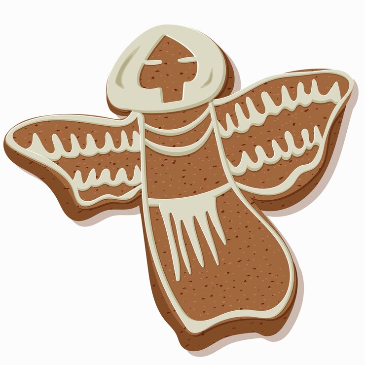 Vetor lindo anjo de gengibre com creme de leite branco