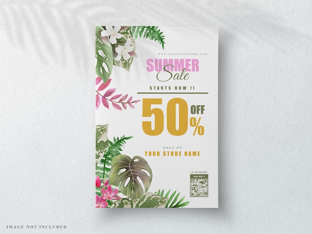 Lindo banner de verão com flores tropicais