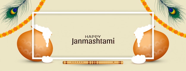 Lindo banner do festival happy janmashtami