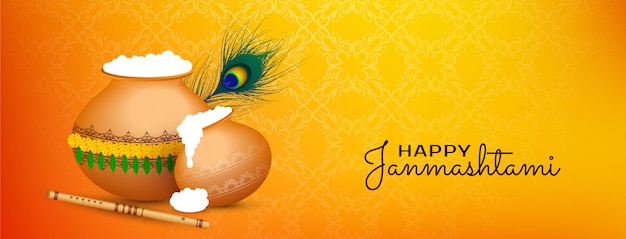 Lindo banner festival janmashtami feliz