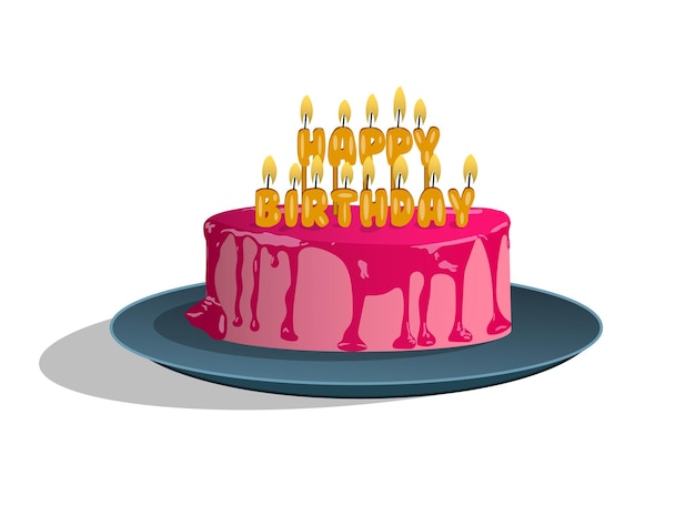 Lindo bolo de aniversário feliz colorido feliz aniversário com velas