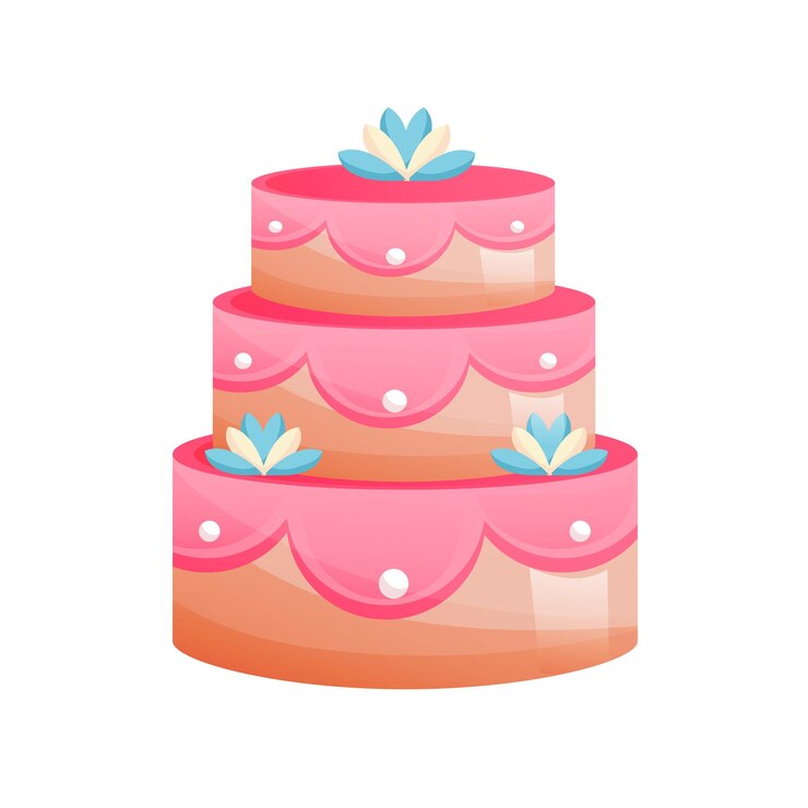 Vetor lindo bolo de casamento festivo de várias camadas sobremesas assadas doces