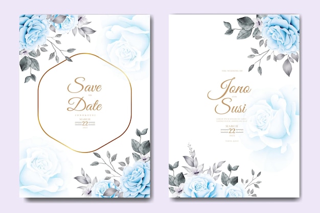 lindo cartão de convite de casamento em aquarela floral