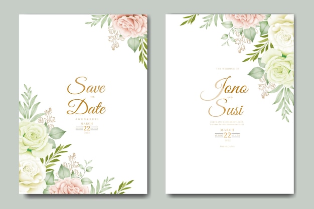 lindo cartão de convite de casamento em aquarela floral