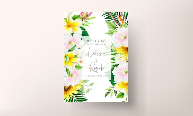 Lindo cartão de convite de casamento floral de verão