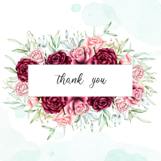 Lindo cartão floral com mensagem de agradecimento