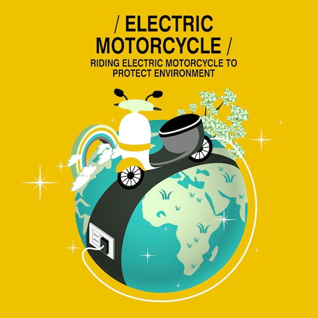 Lindo conceito de motocicleta elétrica em design plano