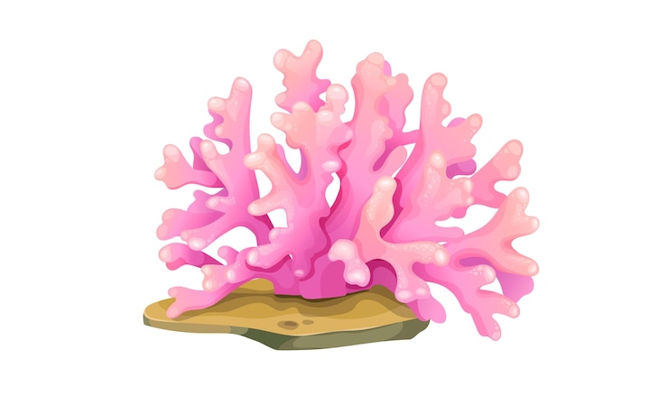 Vetor lindo coral rosa isolado no fundo branco conceito de planta subaquática profunda ilustração gráfica do vetor