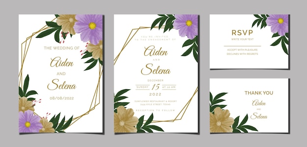 Lindo digital pintado à mão feminino aquarela premium floral e folhas cartão de convite de casamento