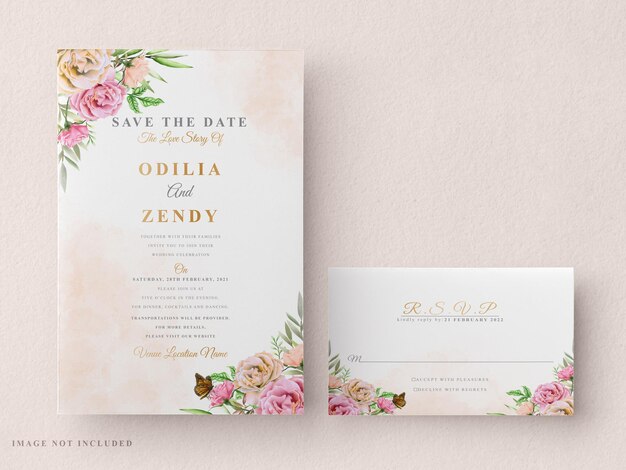 lindo e elegante convite de casamento em aquarela floral