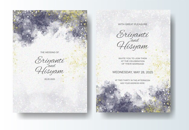 Lindo fundo aquarela de cartão de casamento com respingo