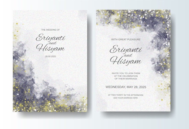 Lindo fundo aquarela de cartão de casamento com respingo
