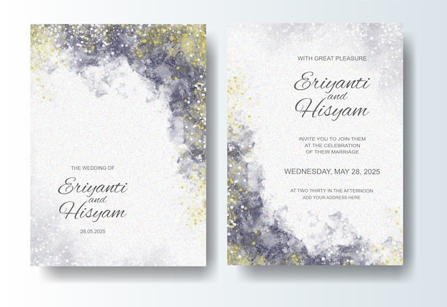 Lindo fundo aquarela de cartão de casamento com respingo