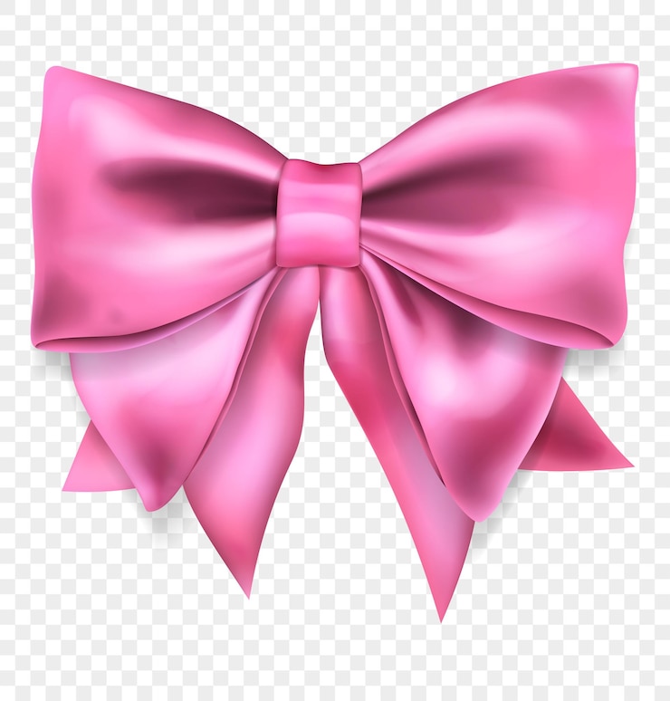 Vetor lindo laço grande feito de fita rosa com sombra isolada em fundo transparente