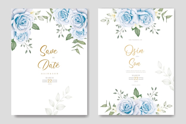 Lindo Modelo de Cartão de Convite de Casamento Azul Marinho