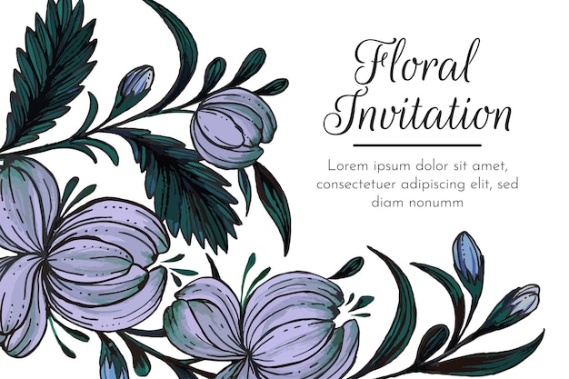Lindo modelo de cartão floral desenhado à mão