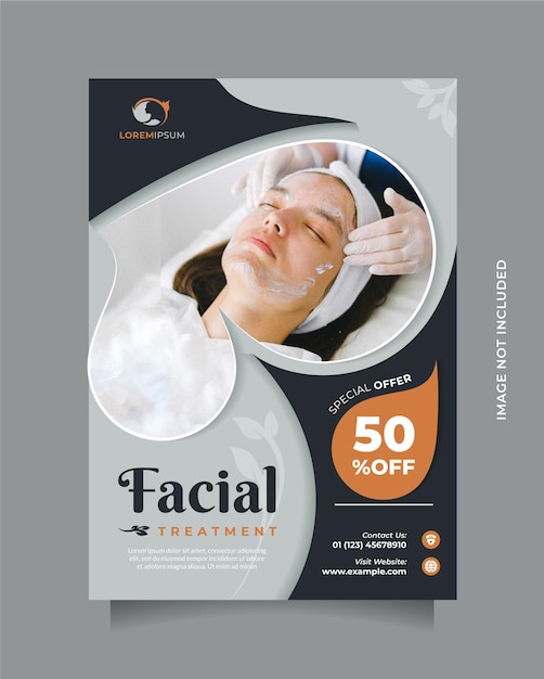 Vetor lindo modelo de panfleto e brochura com tamanho a4 para promover centro de clínica facial e spa médico