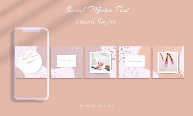 Vetor lindo pacote de modelos de postagens em carrossel instagram