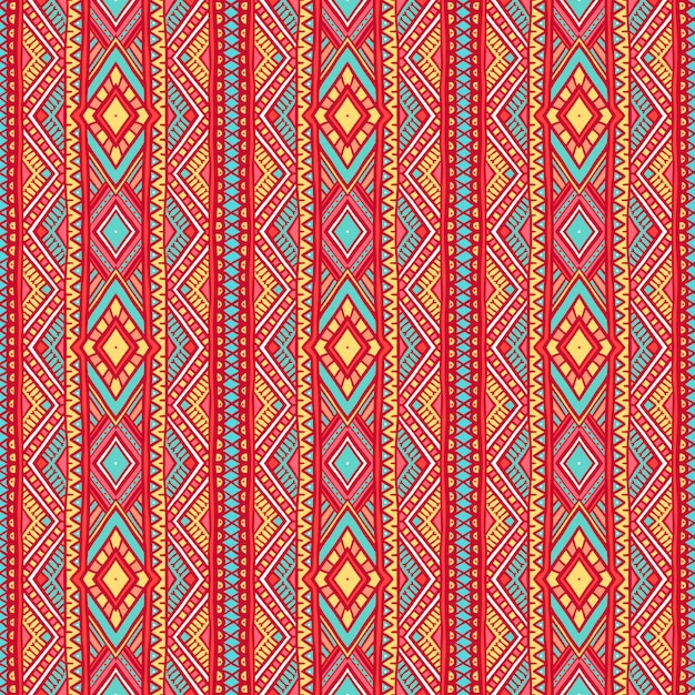Lindo padrão tribal listrado vertical com pontos e triângulos