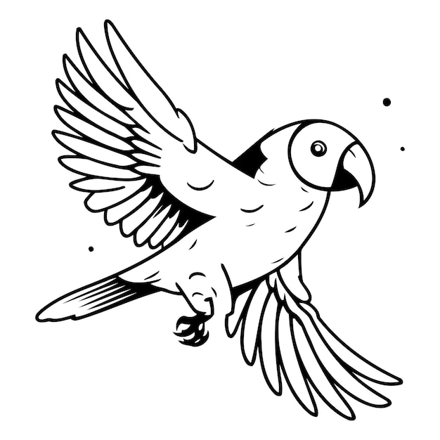 Vetor lindo papagaio colorido voando em fundo branco ilustração vetorial
