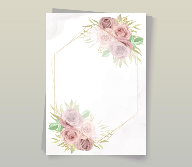 Vetor lindo quadro floral com cor suave