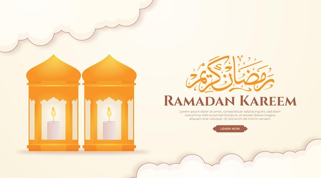 Lindo ramadan kareem com lanterna e fundo macio