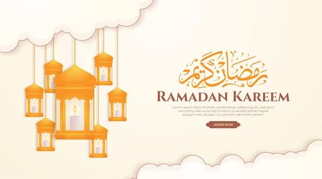 Lindo ramadan kareem com lanterna e fundo macio