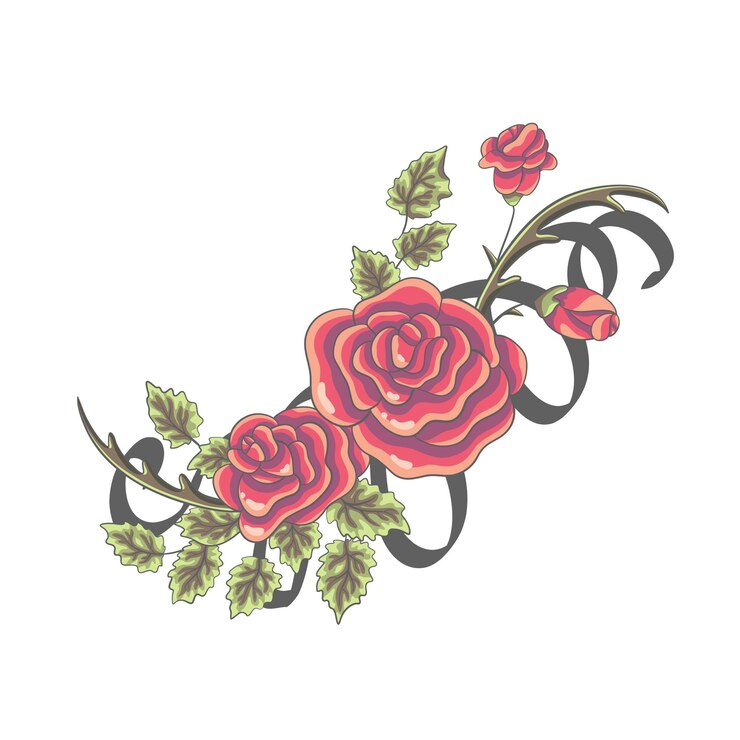 Vetor lindo ramo de verão de flores decoração de rosas em um fundo branco