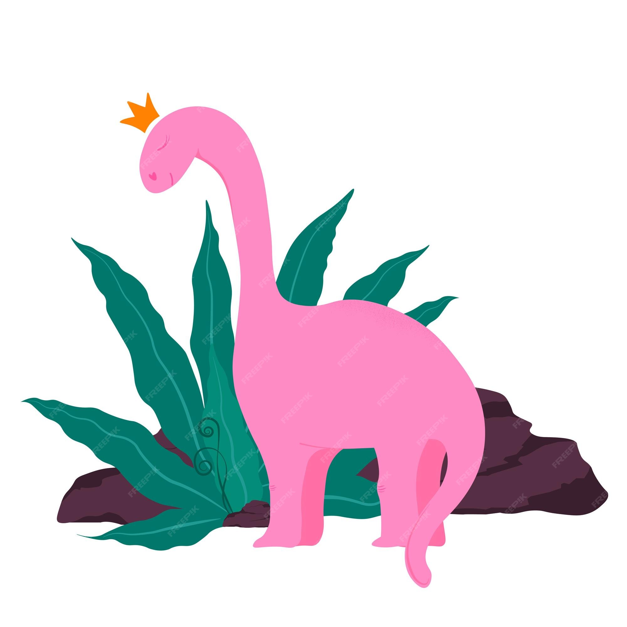 Personagem de desenho animado de dinossauro rosa doce