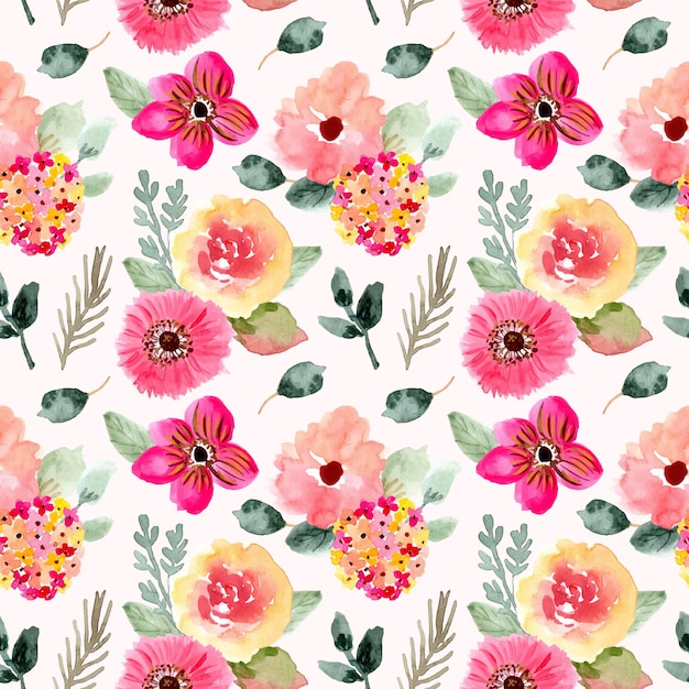 lindo rosa floral aquarela sem costura padrão