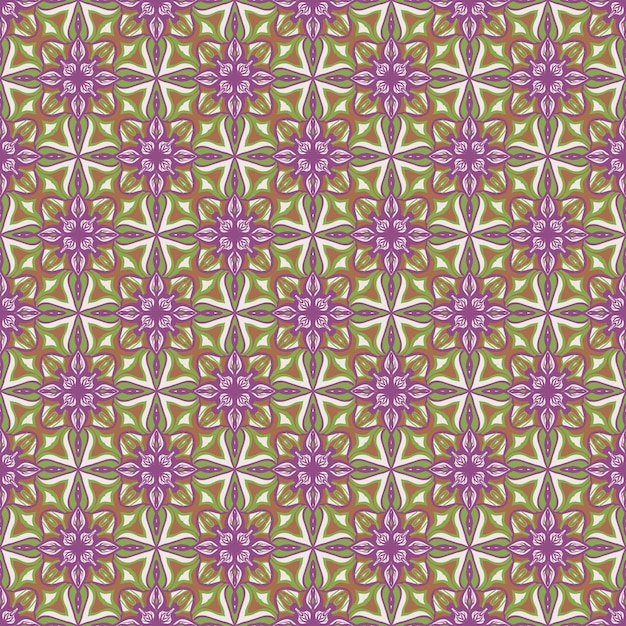 lindo tecido abstrato de flores de folhas verdes e violetas sem costura de fundo étnico, têxtil