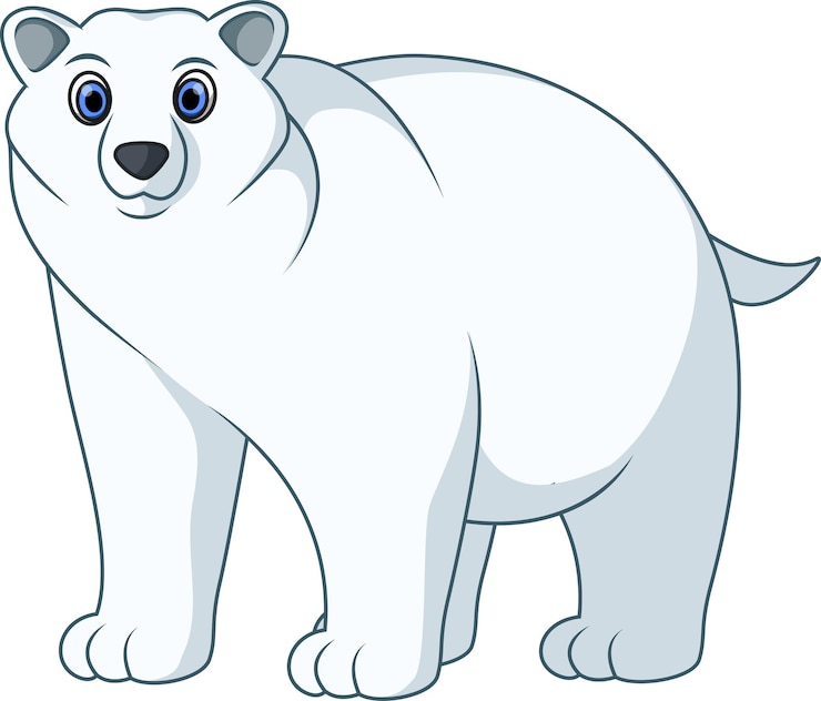 Vetor lindo urso polar em pé sorrindo desenho animado