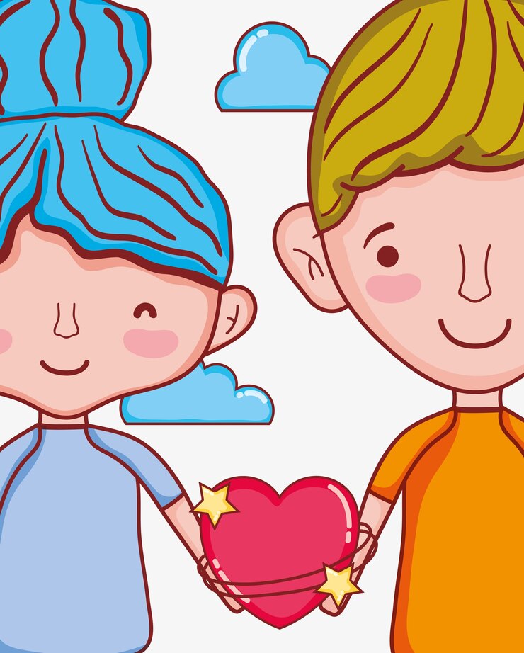 Vetor lindos filhos em desenhos de amor vector design gráfico ilustração