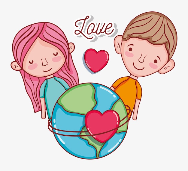 Lindos filhos em desenhos de amor vector design gráfico ilustração