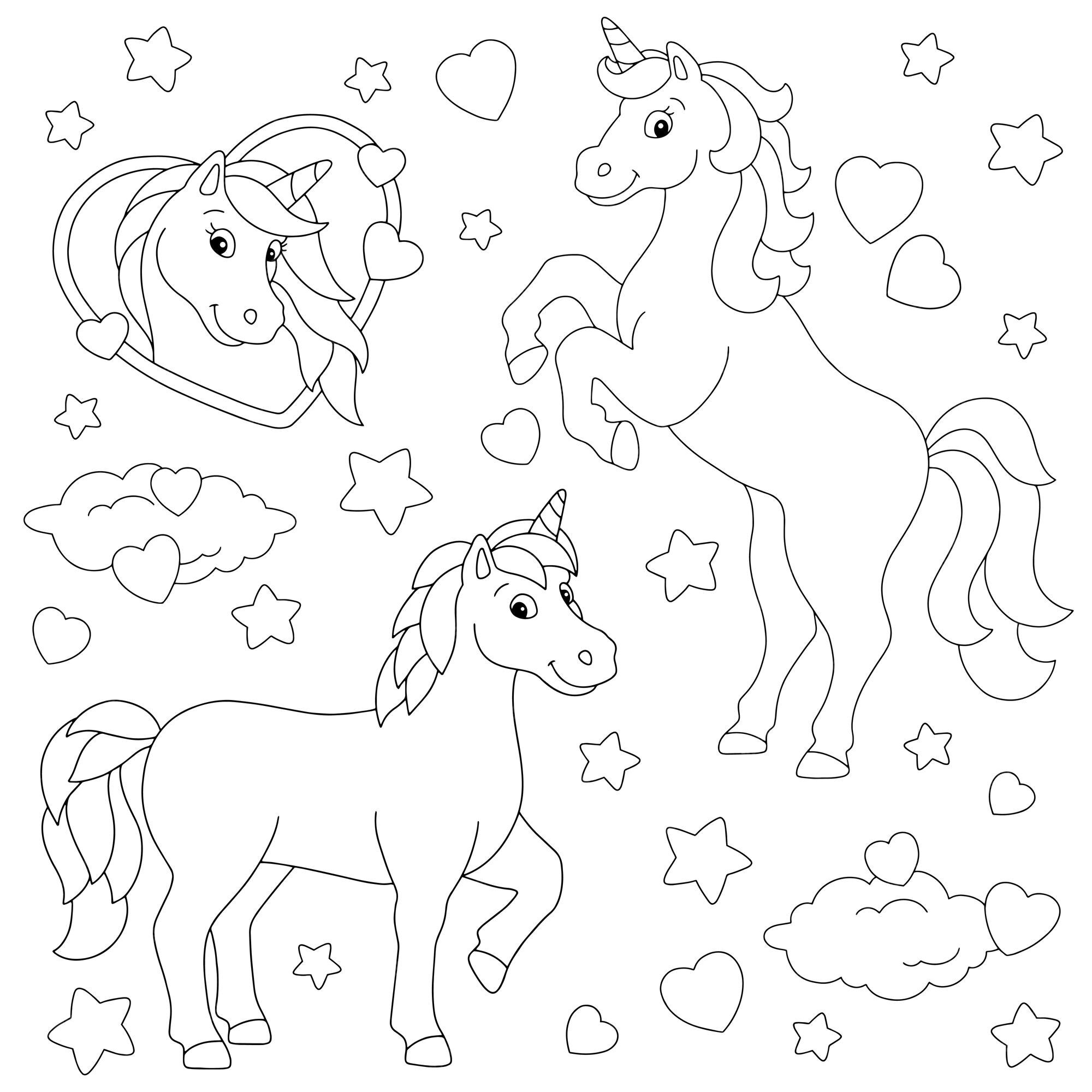 Desenho de Cavalos apaixonados para Colorir - Colorir.com