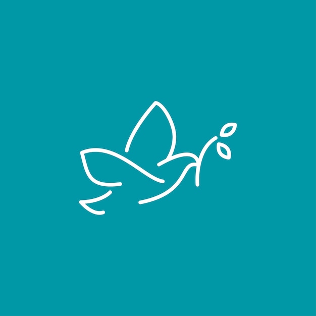 Line flying pigeon bring leaf stalk logo