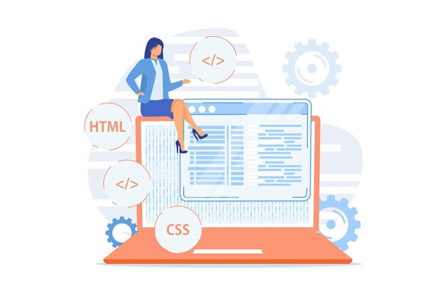 Linguagens de programação css e html codificação de programação programador de ti desenvolvimento de sites de software