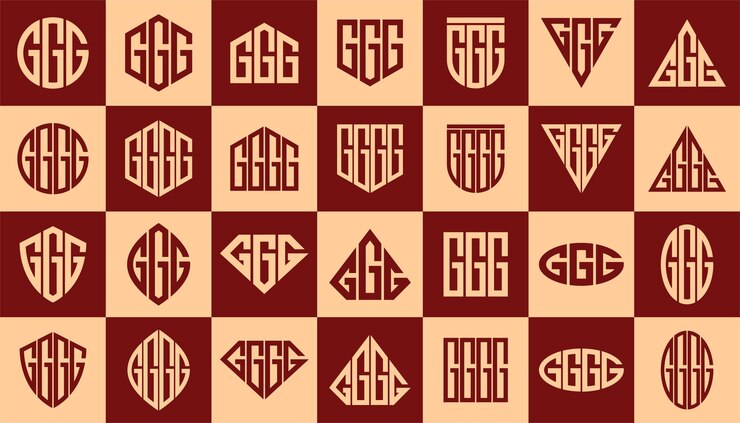 Linha abstrata forma básica letra G GGG GGGG pacote de design de logotipo