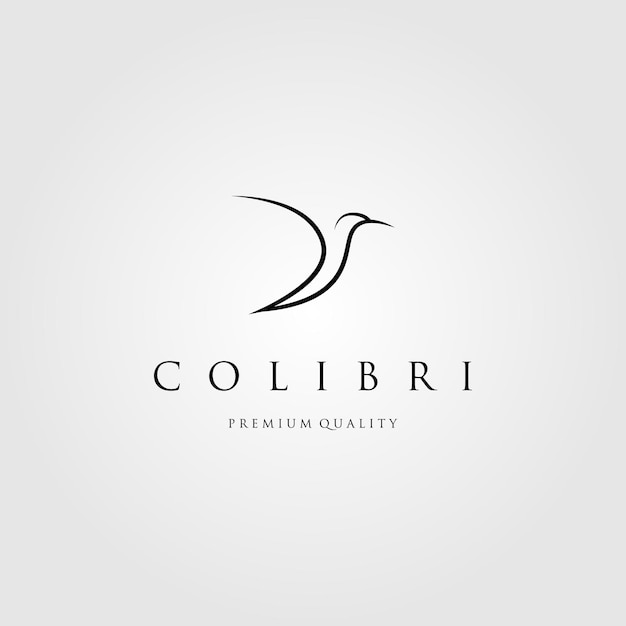 Linha arte colibri logotipo beija-flor vector rótulo distintivo design de ilustração